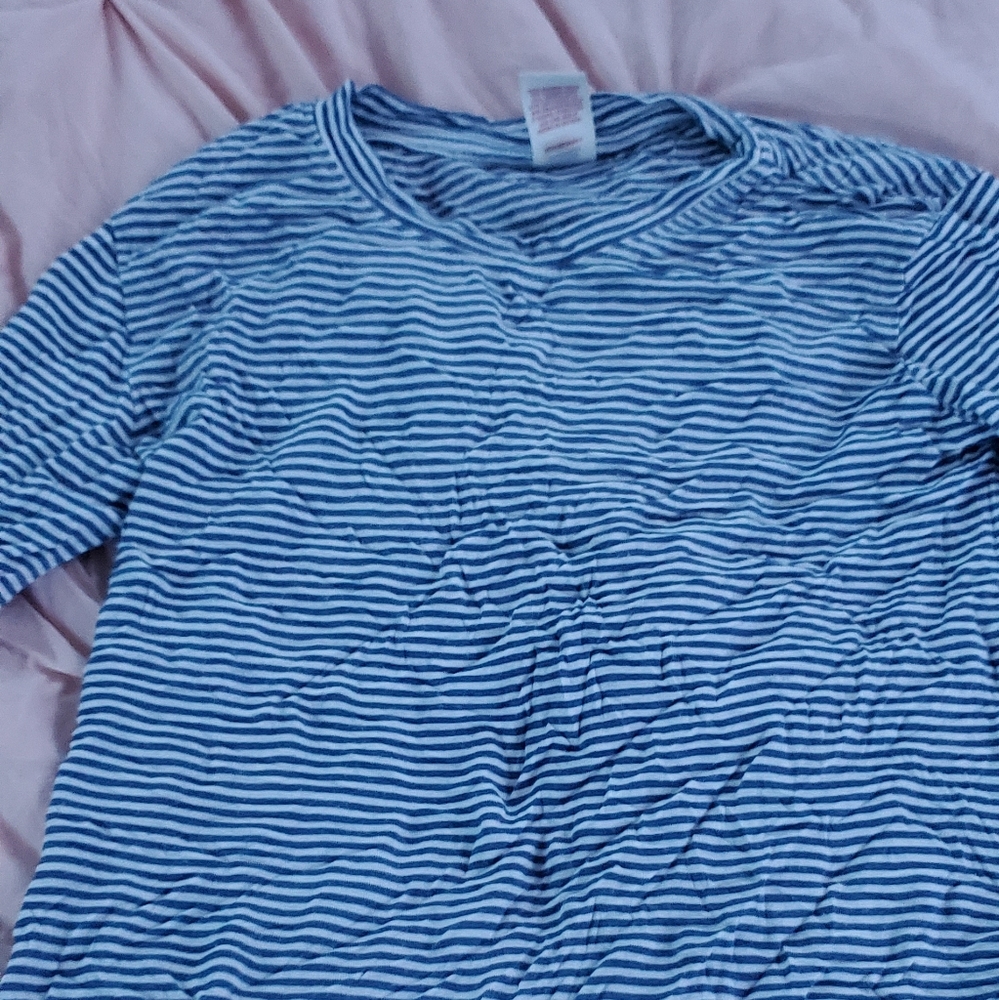 Blue and white striped top